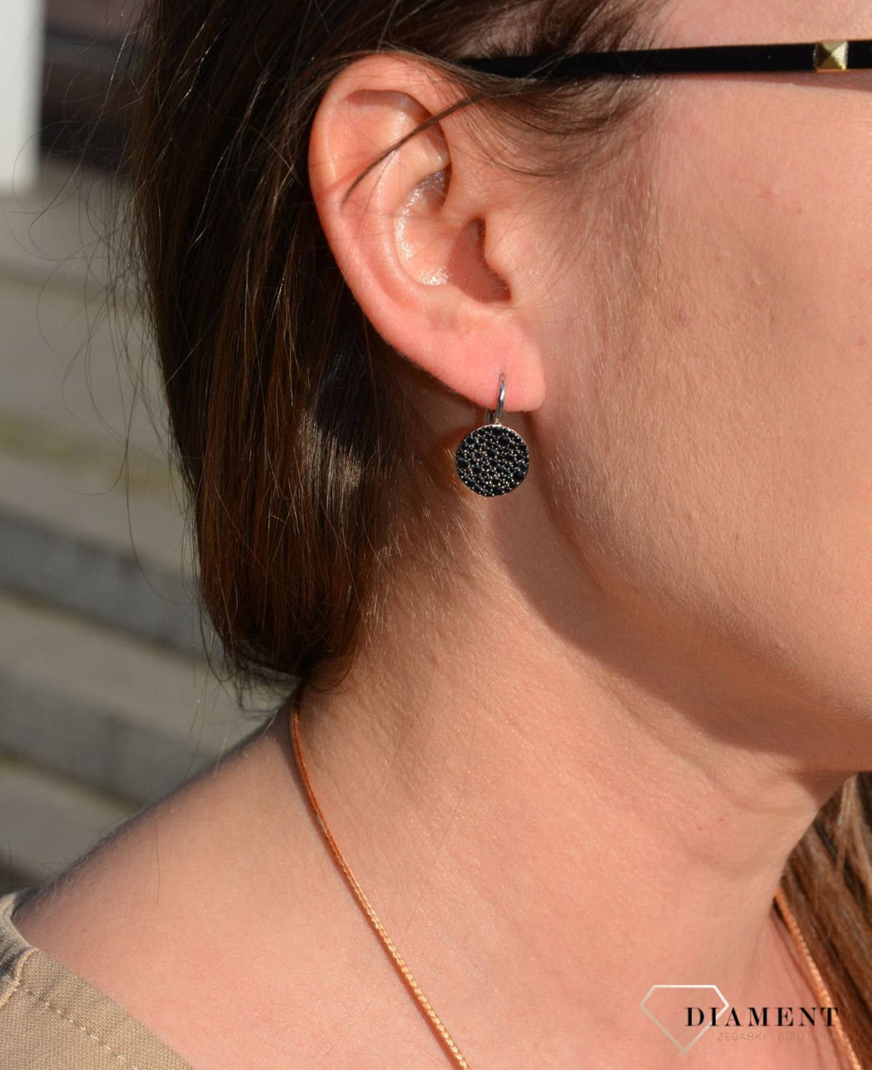 Kolczyki srebrne okrągłe czarna cyrkonia Dall'Acqua  K BY 84 099.jpg